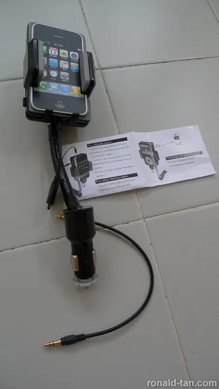 AllKit Cigarette Mount Holder and Charger with Full Range FM Transmitter for iPhone and iPod